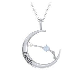 Engravable Aries Constellation Necklace With Gemstone