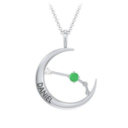 Engravable Aries Constellation Necklace With Gemstone