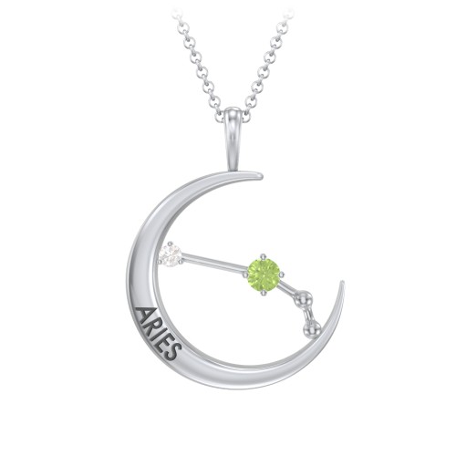 Engravable Aries Constellation Necklace With Gemstone