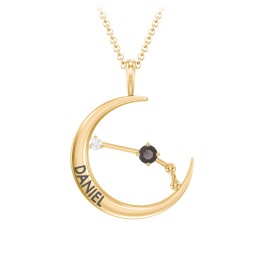 Engravable Aries Constellation Necklace With Gemstone in 18K Gold Plated Silver with Smokey Quartz and White Premium Zirconia