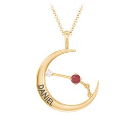 Engravable Aries Constellation Necklace With Gemstone in 18K Gold Plated Silver with Garnet and White Premium Zirconia