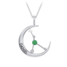 Engravable Cancer Constellation Necklace With Gemstone