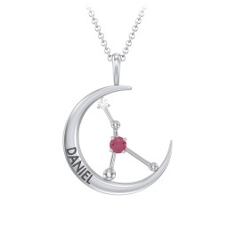 Engravable Cancer Constellation Necklace With Gemstone