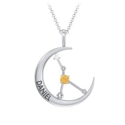 Engravable Cancer Constellation Necklace With Gemstone