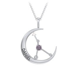 Engravable Cancer Constellation Necklace With Gemstone