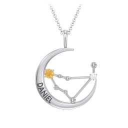 Engravable Capricorn Constellation Necklace With Gemstone