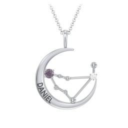 Engravable Capricorn Constellation Necklace With Gemstone