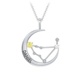 Engravable Capricorn Constellation Necklace With Gemstone