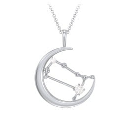 Engravable Gemini Constellation Necklace With Gemstone