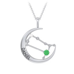 Engravable Gemini Constellation Necklace With Gemstone