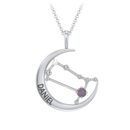 Engravable Gemini Constellation Necklace With Gemstone