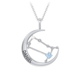Engravable Gemini Constellation Necklace With Gemstone