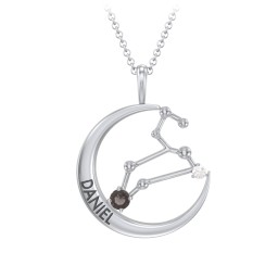 Engravable Leo Constellation Necklace With Gemstone