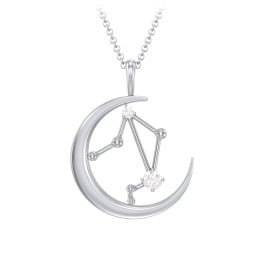 Engravable Libra Constellation Necklace With Gemstone