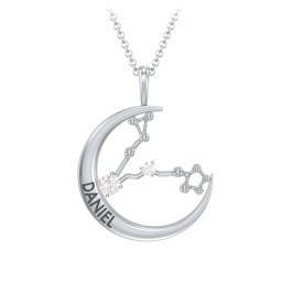 Engravable Pisces Constellation Necklace With Gemstone