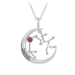Engravable Sagittarius Constellation Necklace With Gemstone