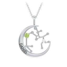 Engravable Sagittarius Constellation Necklace With Gemstone