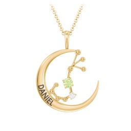 Engravable Scorpio Constellation Necklace With Gemstone in 18K Gold Plated Silver with Peridot and White Premium Zirconia