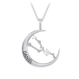 Engravable Taurus Constellation Necklace With Gemstone