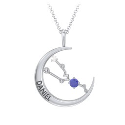 Engravable Taurus Constellation Necklace With Gemstone