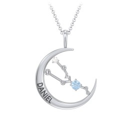Engravable Taurus Constellation Necklace With Gemstone