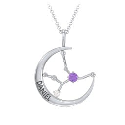 Engravable Virgo Constellation Necklace With Gemstone