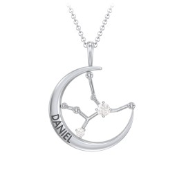 Engravable Virgo Constellation Necklace With Gemstone