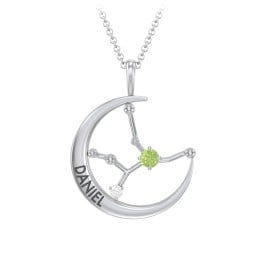 Engravable Virgo Constellation Necklace With Gemstone