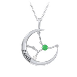 Engravable Virgo Constellation Necklace With Gemstone