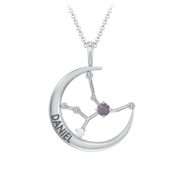 Engravable Virgo Constellation Necklace With Gemstone