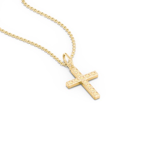 Small Gemstone Cross Pendant – 18K Gold Plated Silver with Citrine
