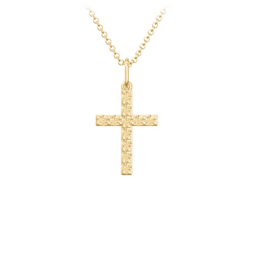 Small Gemstone Cross Pendant – 18K Gold Plated Silver with Citrine