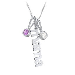 Modern Mama Necklace with 2 Birthstone Charms