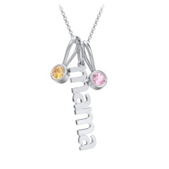 Modern Mama Necklace with 2 Birthstone Charms – Sterling Silver with Citrine