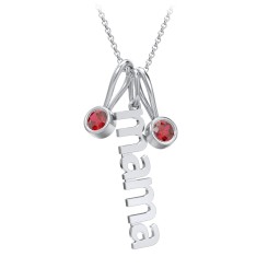 Modern Mama Necklace with 2 Birthstone Charms in 925 Sterling Silver with Garnet