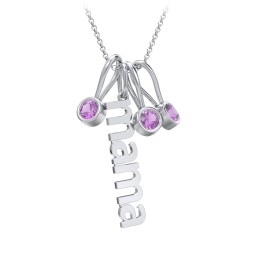 Modern Mama Necklace with 3 Birthstone Charms