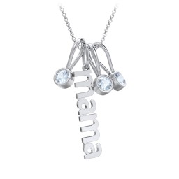 Modern Mama Necklace with 3 Birthstone Charms