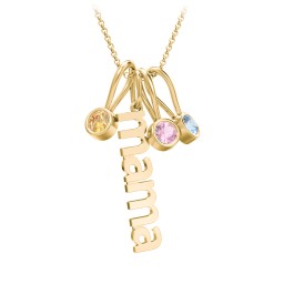 Modern Mama Necklace with 3 Birthstone Charms