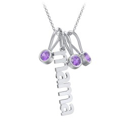 Modern Mama Necklace with 3 Birthstone Charms in 925 Sterling Silver with Amethyst