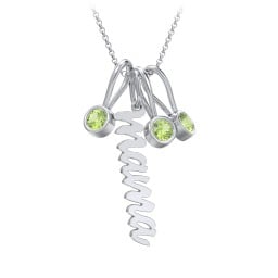 Script Mama Necklace with 3 Birthstone Charms