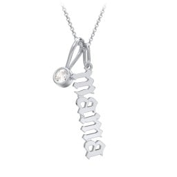 Gothic Mama Necklace with Birthstone Charm
