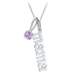 Gothic Mama Necklace with Birthstone Charm in 925 Sterling Silver with Amethyst