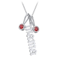 Gothic Mama Necklace with 2 Birthstone Charms