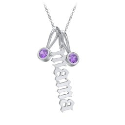Gothic Mama Necklace with 2 Birthstone Charms