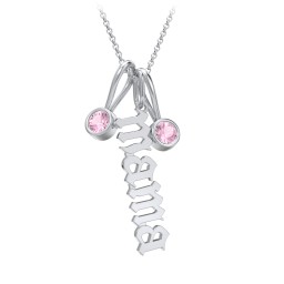Gothic Mama Necklace with 2 Birthstone Charms