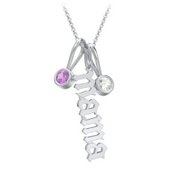 Gothic Mama Necklace with 2 Birthstone Charms