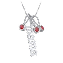 Gothic Mama Necklace with 3 Birthstone Charms