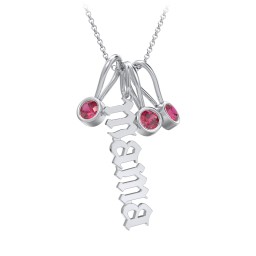 Gothic Mama Necklace with 3 Birthstone Charms