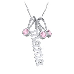 Gothic Mama Necklace with 3 Birthstone Charms