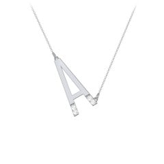 Asymmetrical Initial Necklace with Accent Stones - A